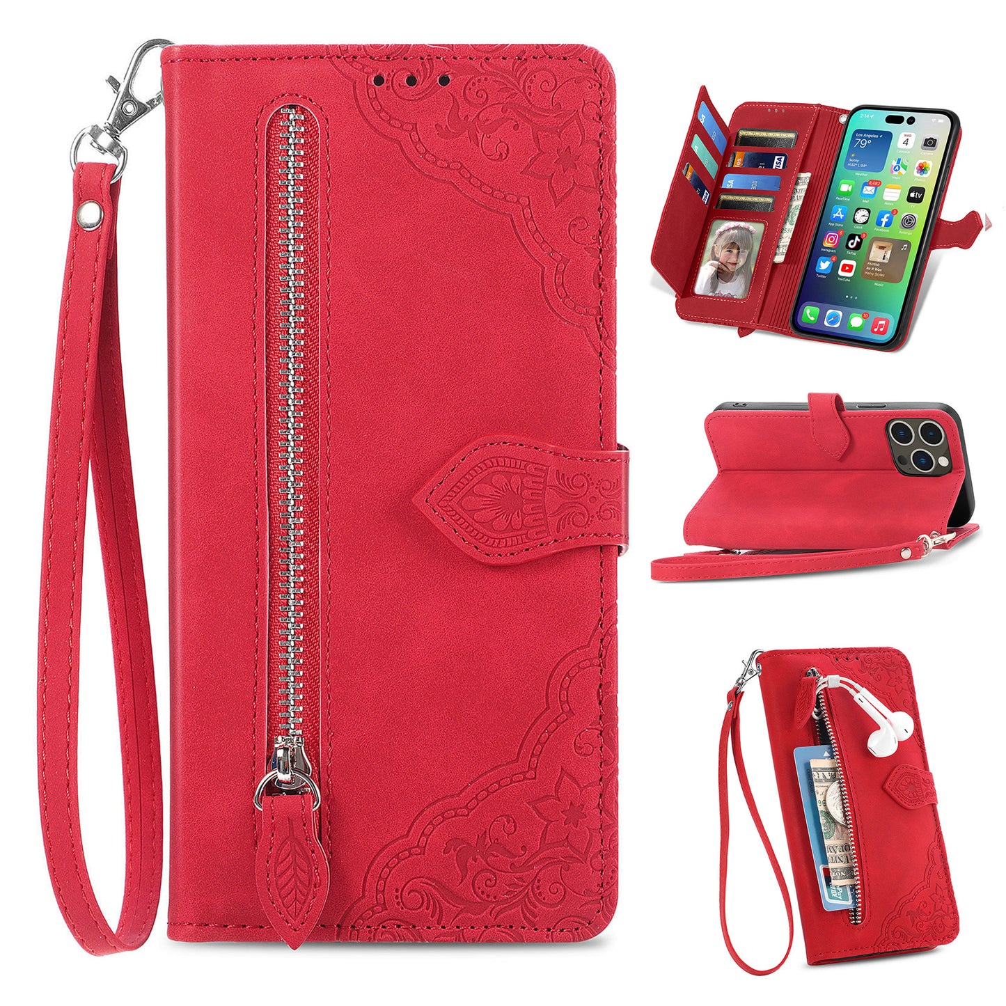 Flip-style leather Apple phone case