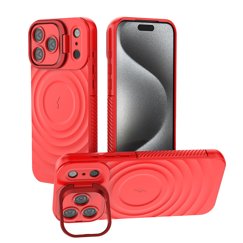 Full-coverage invisible bracket corrugated Apple phone case