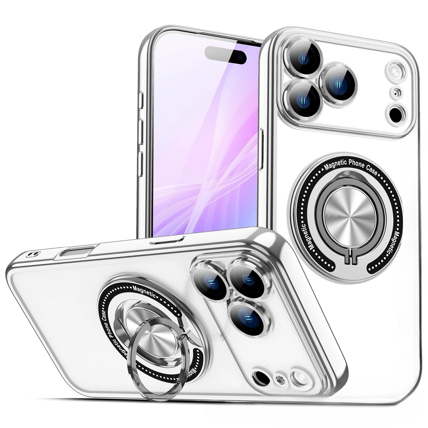 Electroplating magnetic rotating ring holder Apple phone case