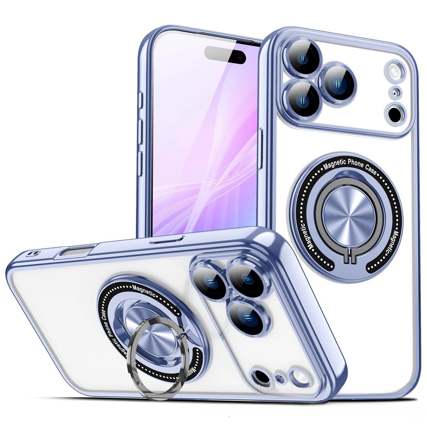 Electroplating magnetic rotating ring holder Apple phone case
