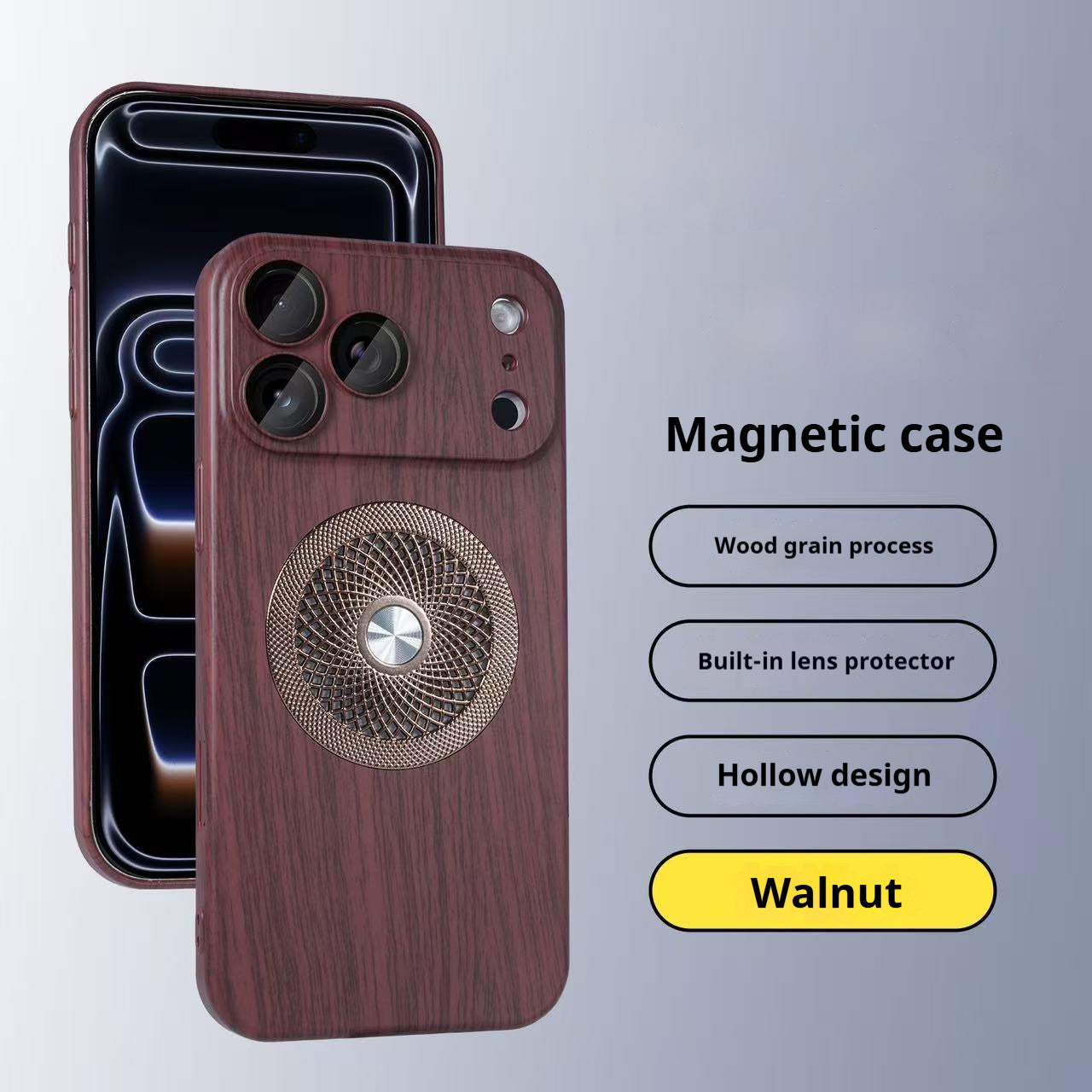 Wood Grain Magnetic Apple Phone Case