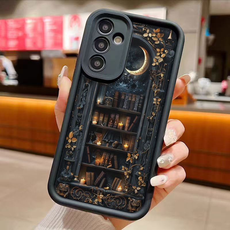 Retro Moon Bookshelf Samsung Phone Case