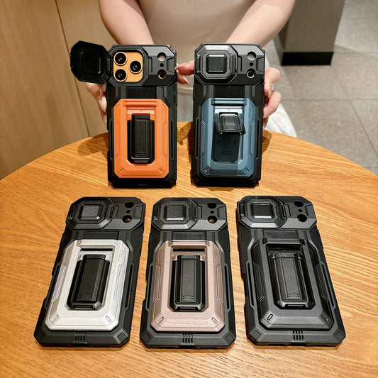 Mecha Sliding Card Holder Apple Phone Case