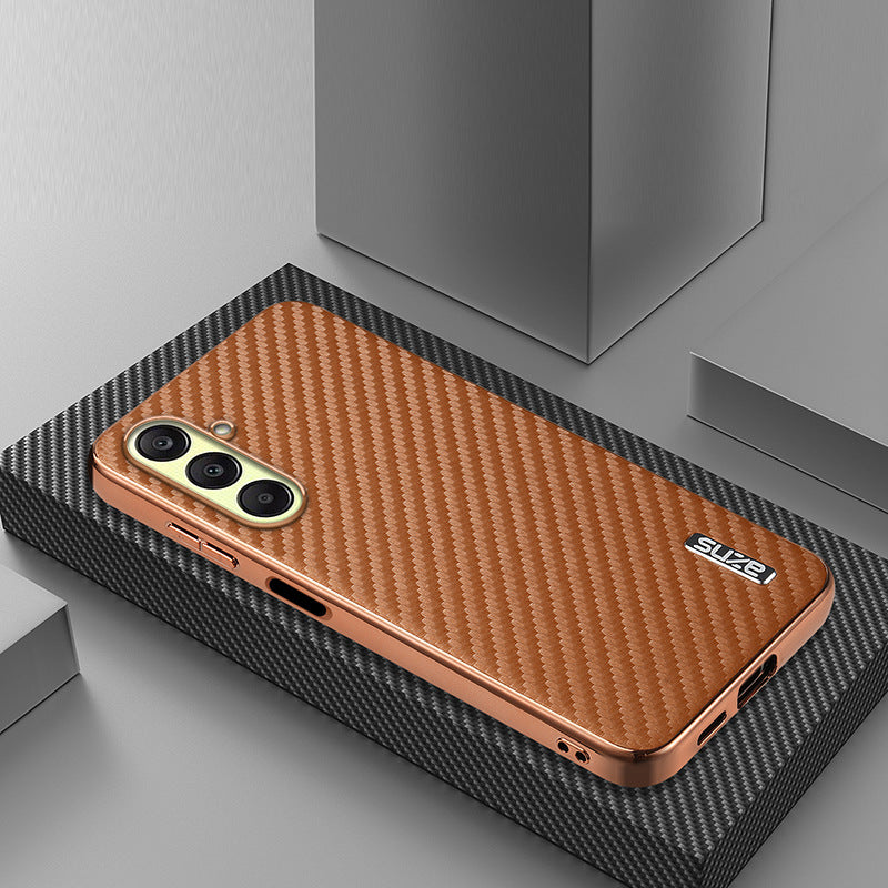 Electroplated carbon fiber textured Samsung phone case