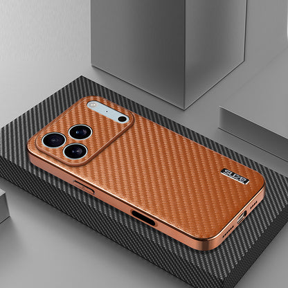 Electroplated shockproof carbon fiber textured Apple phone case