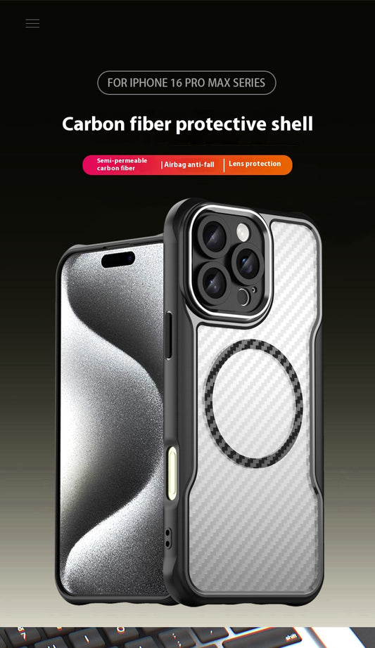 Carbon fiber magnetic metal frame iPhone case