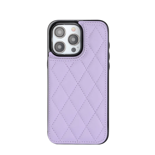 Luxury diamond-patterned leather double buckle Apple phone case