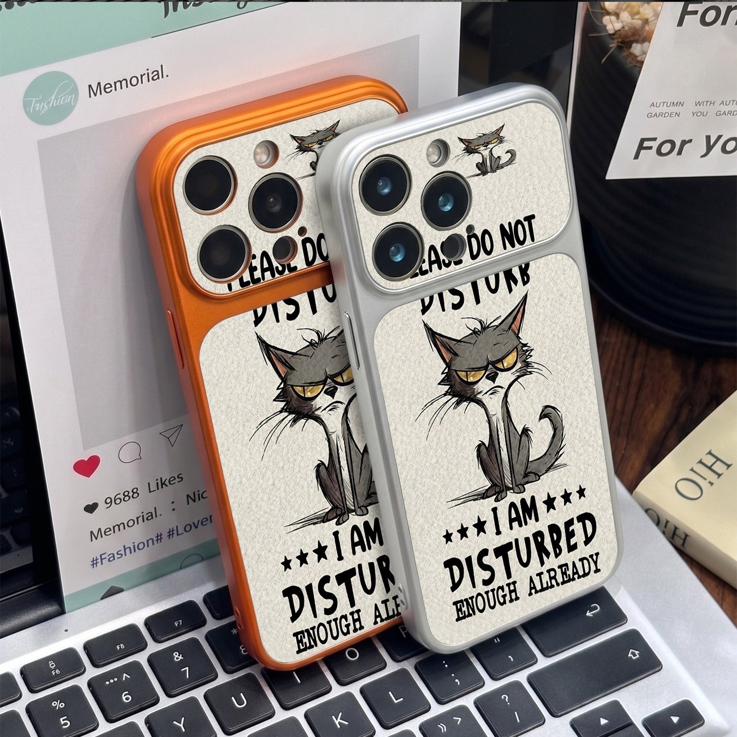 Cold-faced cat sticker magnetic Apple phone case