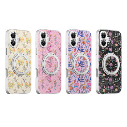 Magnetic Rotating Stand iPhone Case with Floral Print