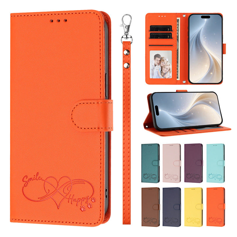 Heart-shaped letter leather Apple phone case