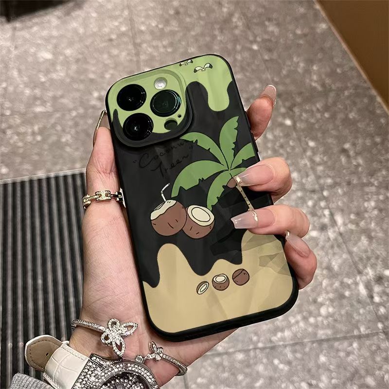 Summer Coconut Tree Wrinkled Texture Apple Phone Case