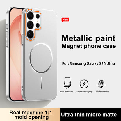 Full-coverage painted Samsung phone case with thin magnetic closure