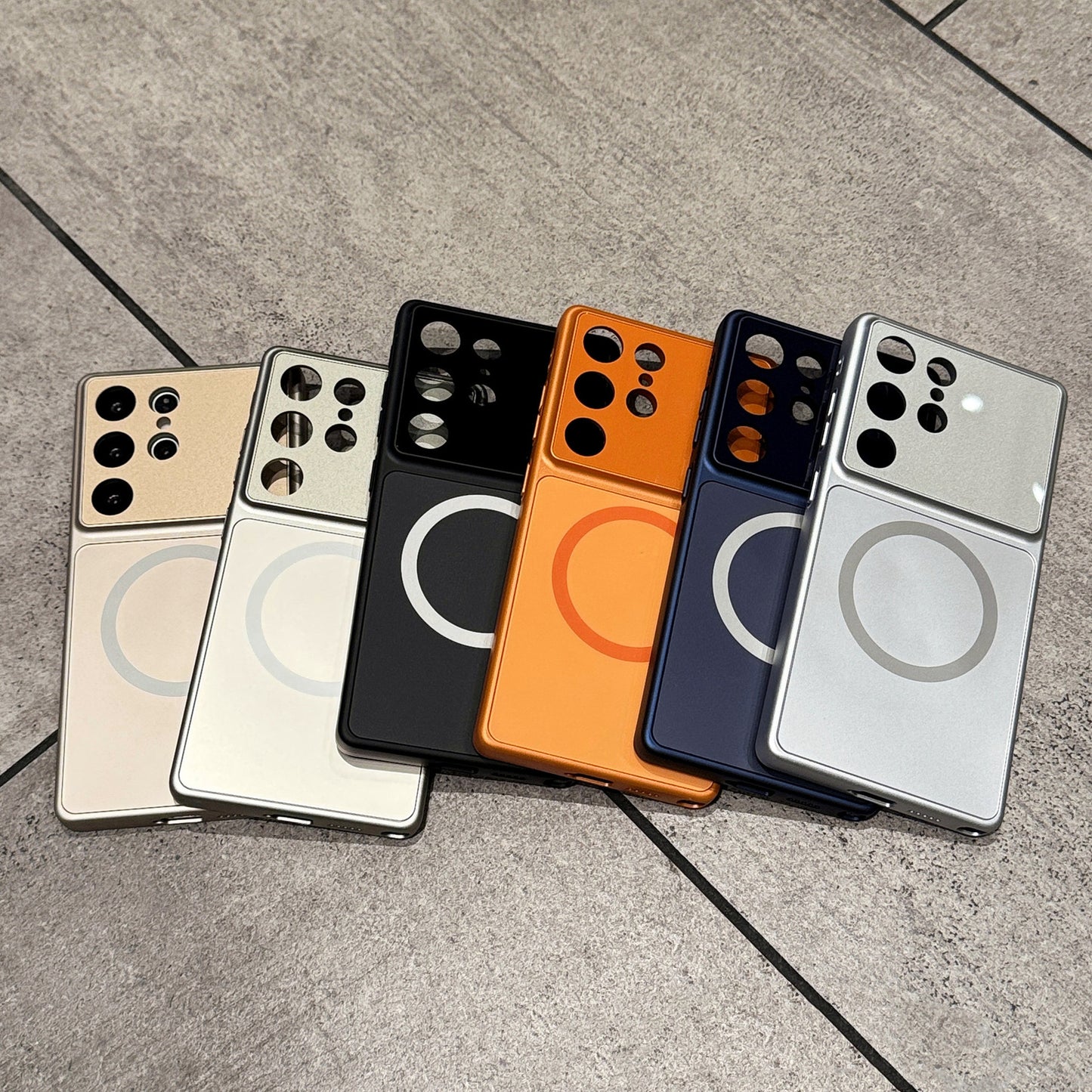 Large-view glass magnetic Samsung phone case