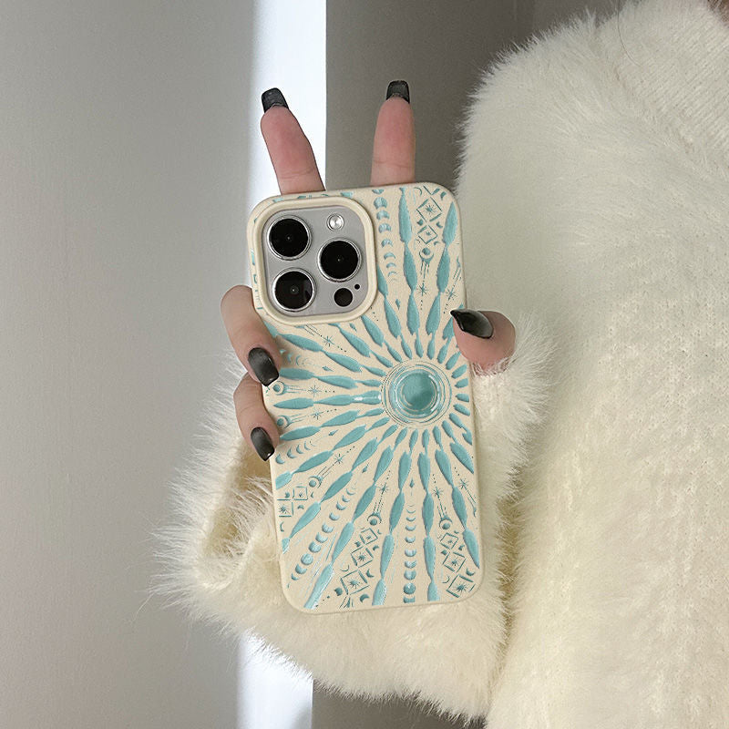 Sun Totem Leather Apple Phone Case