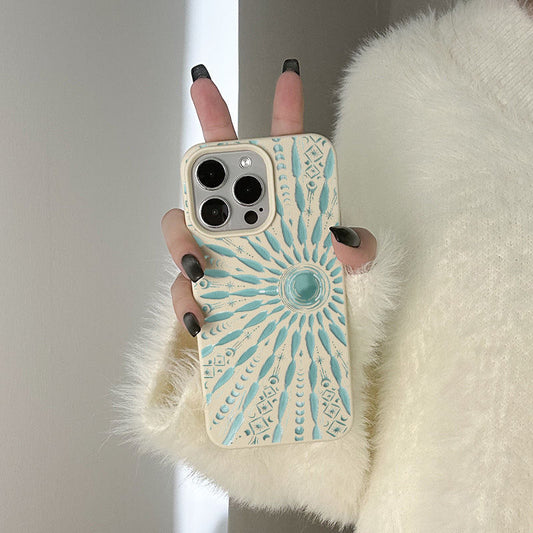 Sun Totem Leather Apple Phone Case