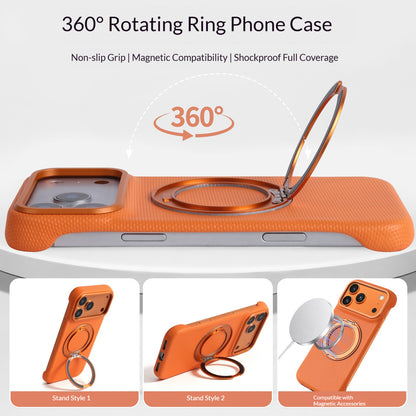 Frameless faux leather rotating stand magnetic Apple phone case