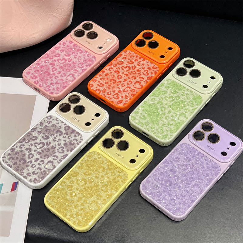Classic leopard print large window Apple phone case