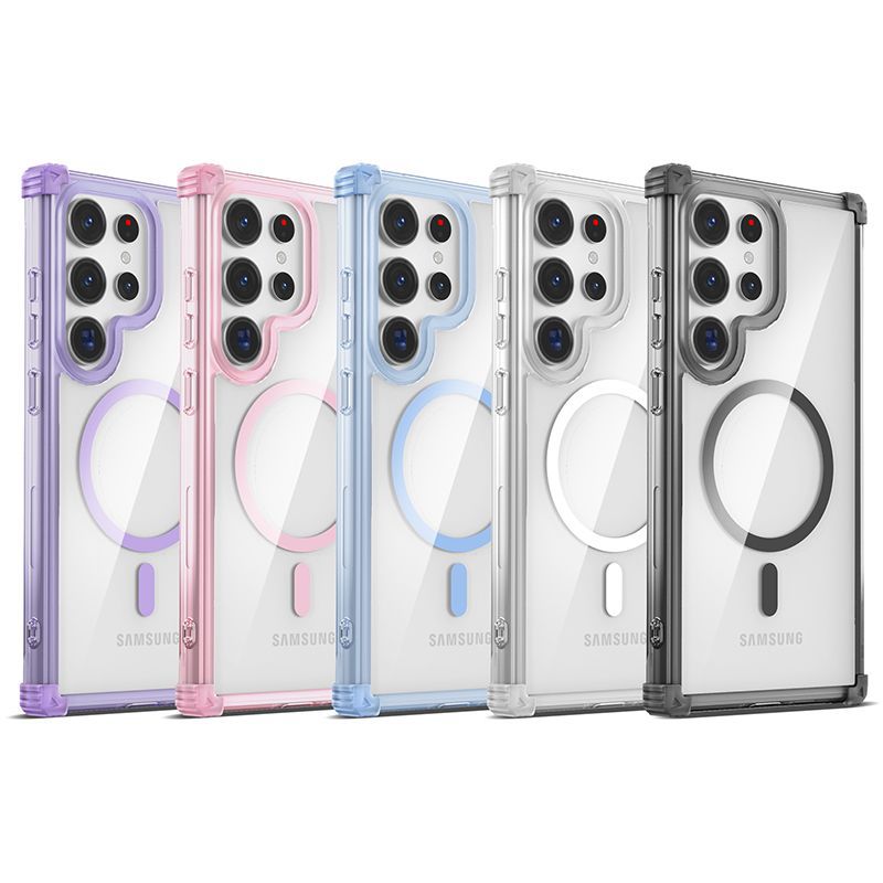 Right-angle transparent magnetic Samsung phone case