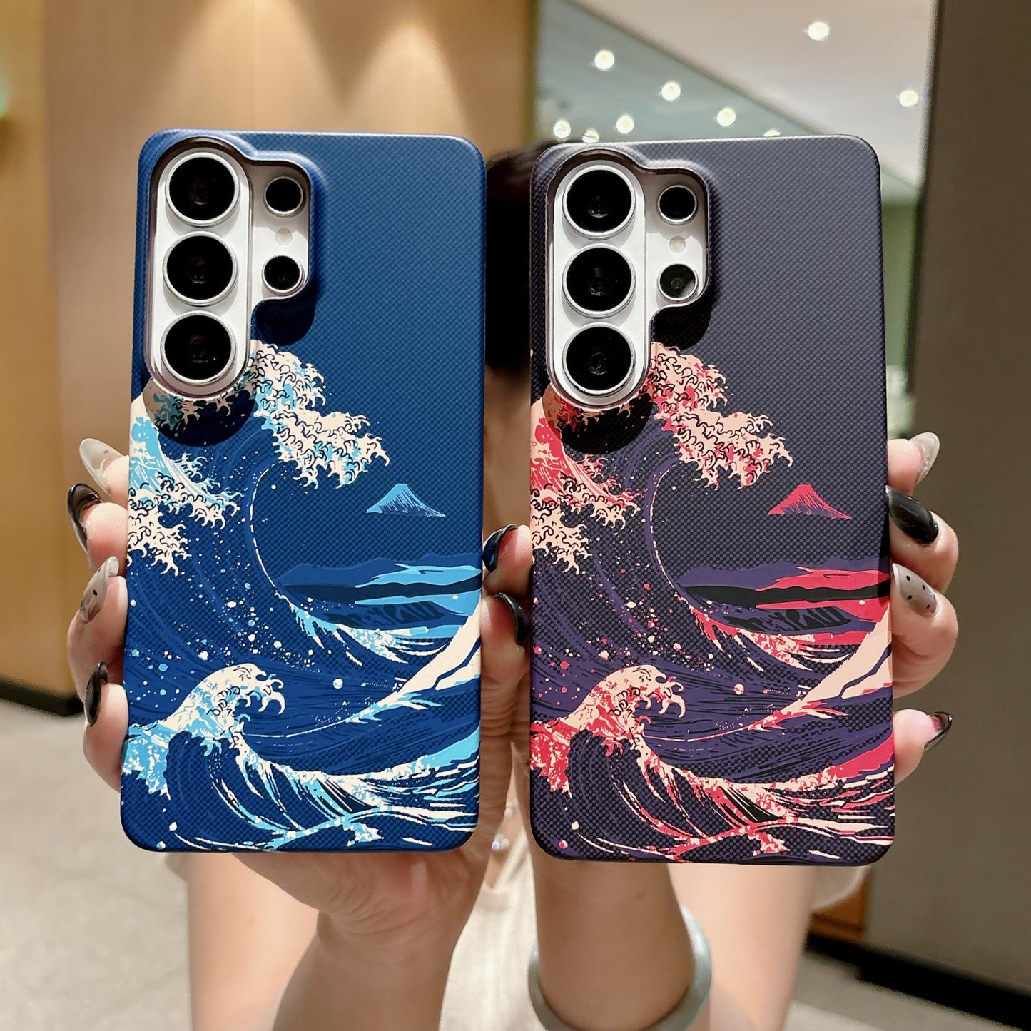 Carbon fiber textured ultra-thin frosted half-coverage Samsung phone case