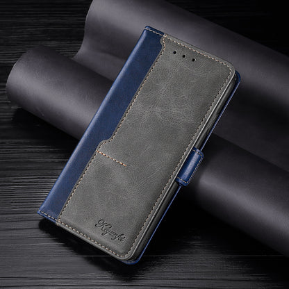 Color-blocked leather flip case with card slot Samsung phone cases