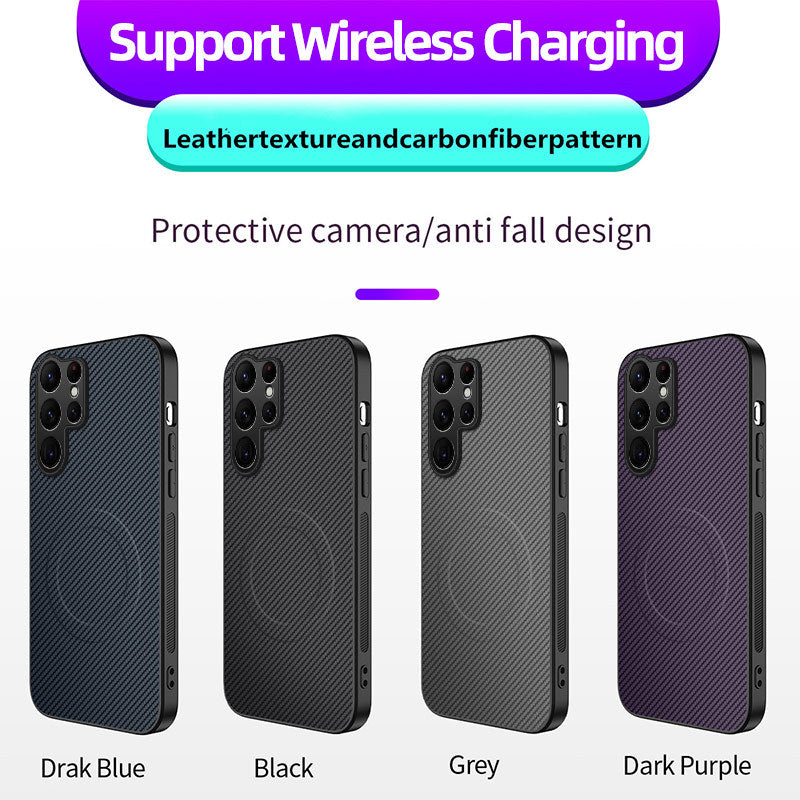 Carbon fiber textured magnetic Samsung phone case
