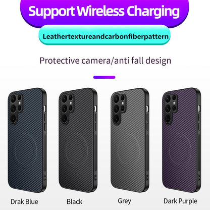 Carbon fiber textured magnetic Samsung phone case