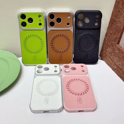 Lychee-patterned frameless magnetic Apple phone case
