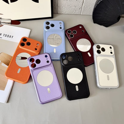 Lychee-textured mirror magnetic Apple phone case