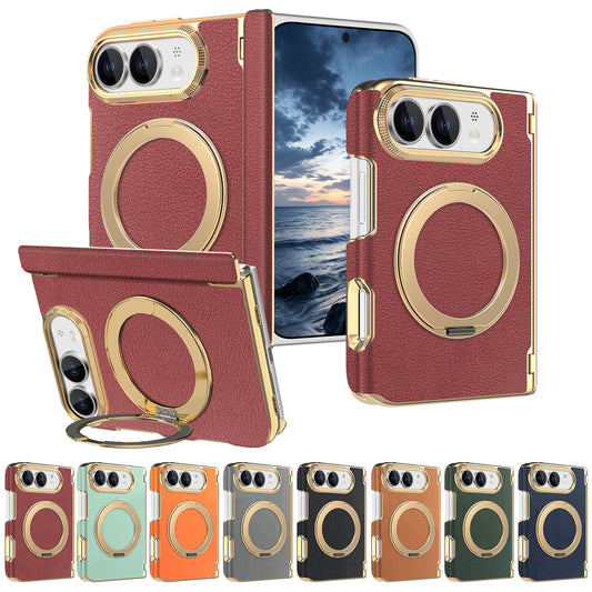 Premium Diamond Pattern Magnetic Large Window Apple Phone Case