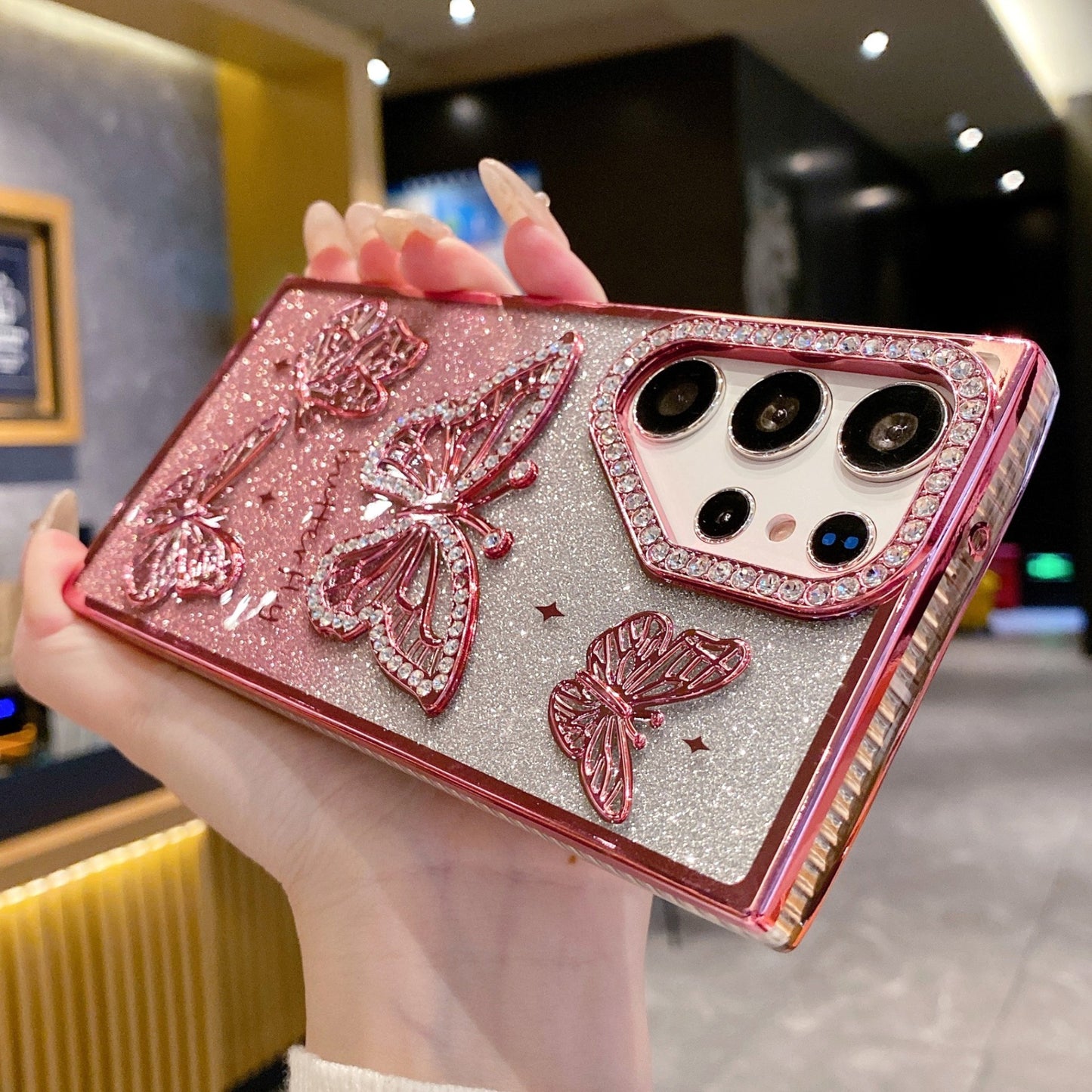 3D Glitter Rhinestone Butterfly Samsung Phone Case