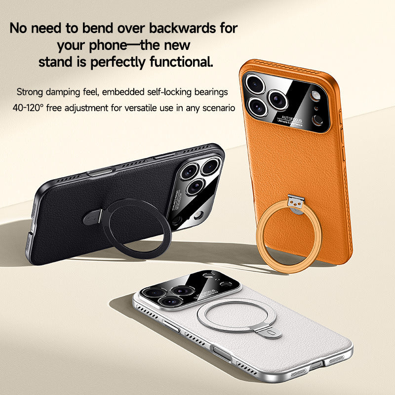 Vegan Leather Stand Magnetic Apple Phone Case