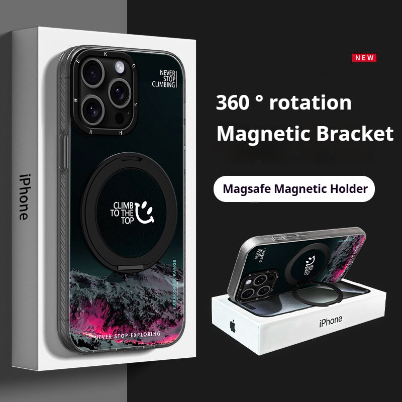 Purple Snow Mountain Magnetic Stand Apple Phone Case