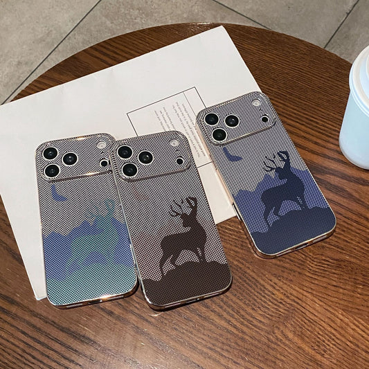 Electroplated checkered deer Apple phone case