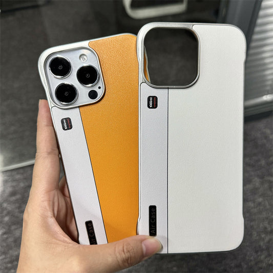 Plain leather electroplating PC half-covered Apple phone case