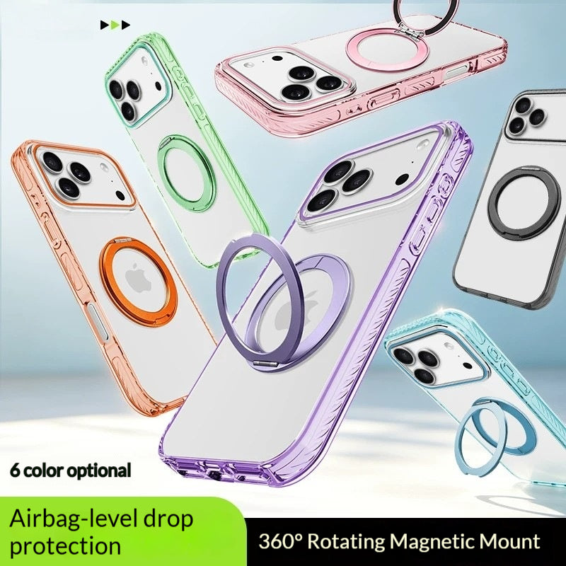 Transparent rotating stand magnetic Apple phone case