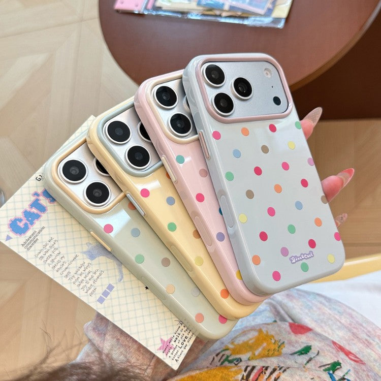Color-blocked polka dot anti-drop iPhone case