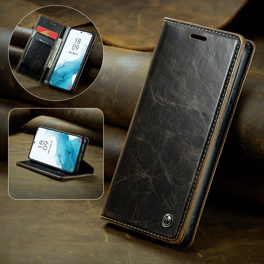 Crazy Horse Print Insert Card Holder Leather Samsung Phone Case