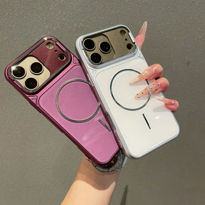 Flip-style lens holder glitter magnetic Apple phone case