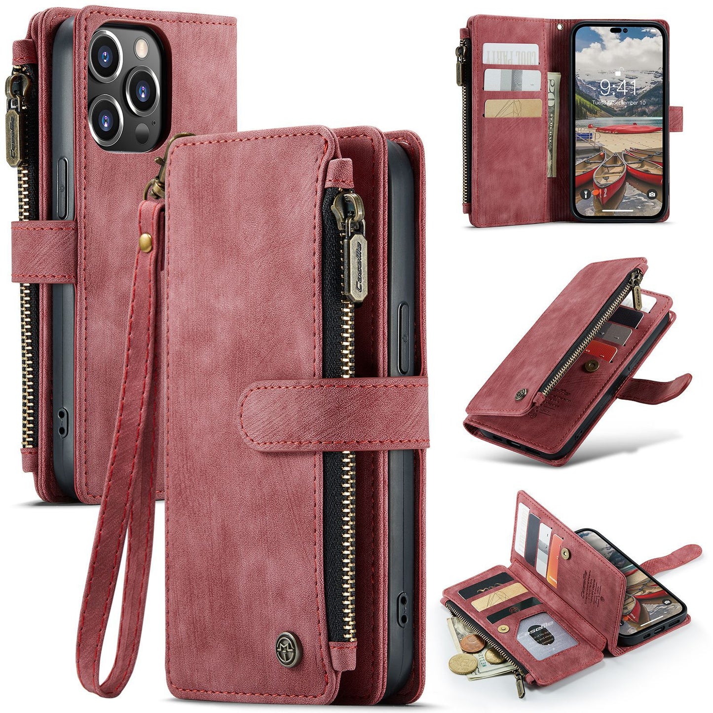 Luxury Collection 3-in-1 Multifunctional Wallet Style iPhone Mobile Phone Leather Case