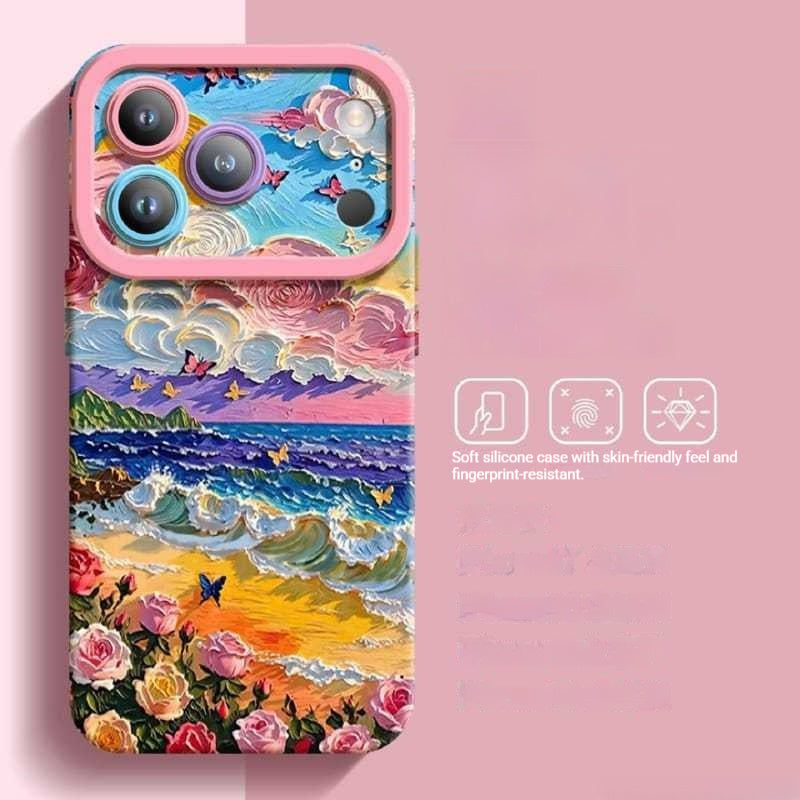 Oil Painting Floral Style Full-Coverage Shockproof iPhone Case