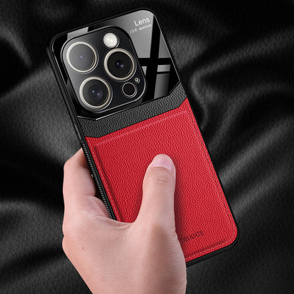 Simple leather-textured Apple phone case