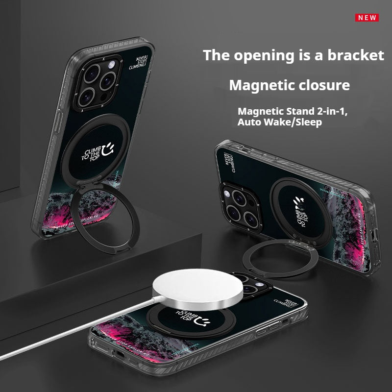 Purple Snow Mountain Magnetic Stand Apple Phone Case