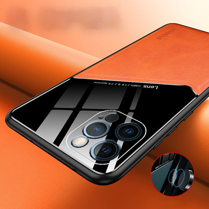 Full-coverage leather textured magnetic Apple phone case