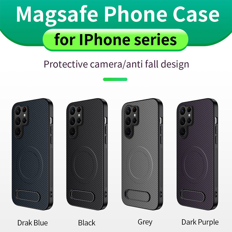 Carbon fiber textured magnetic stand Samsung phone case