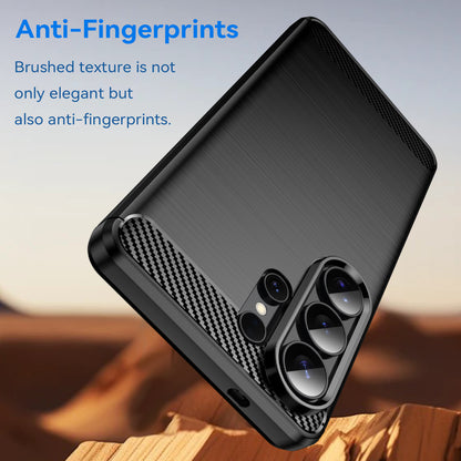 Full-coverage shockproof brushed carbon fiber Samsung phone case