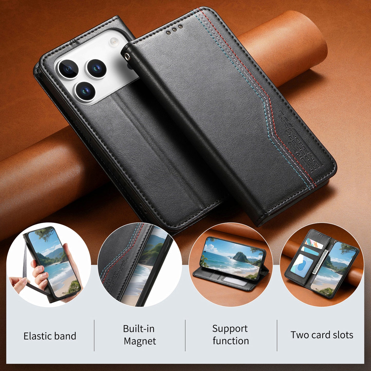 Business flip magnetic Apple phone case