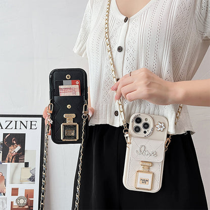 Perfume bottle mirror crossbody card holder Apple phone case