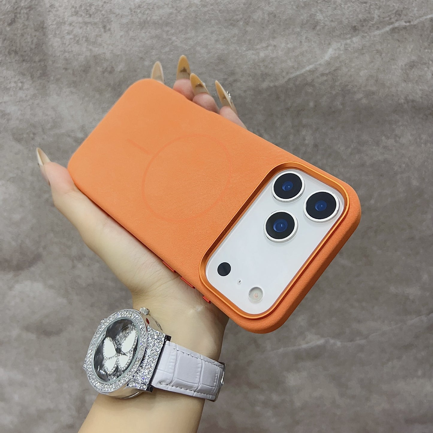 Elephant leather texture anti-drop magnetic Apple phone case