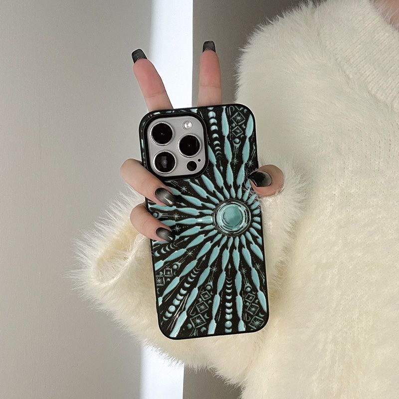 Sun Totem Leather Apple Phone Case