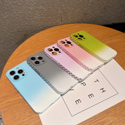 Skin-textured square gradient color Apple phone case